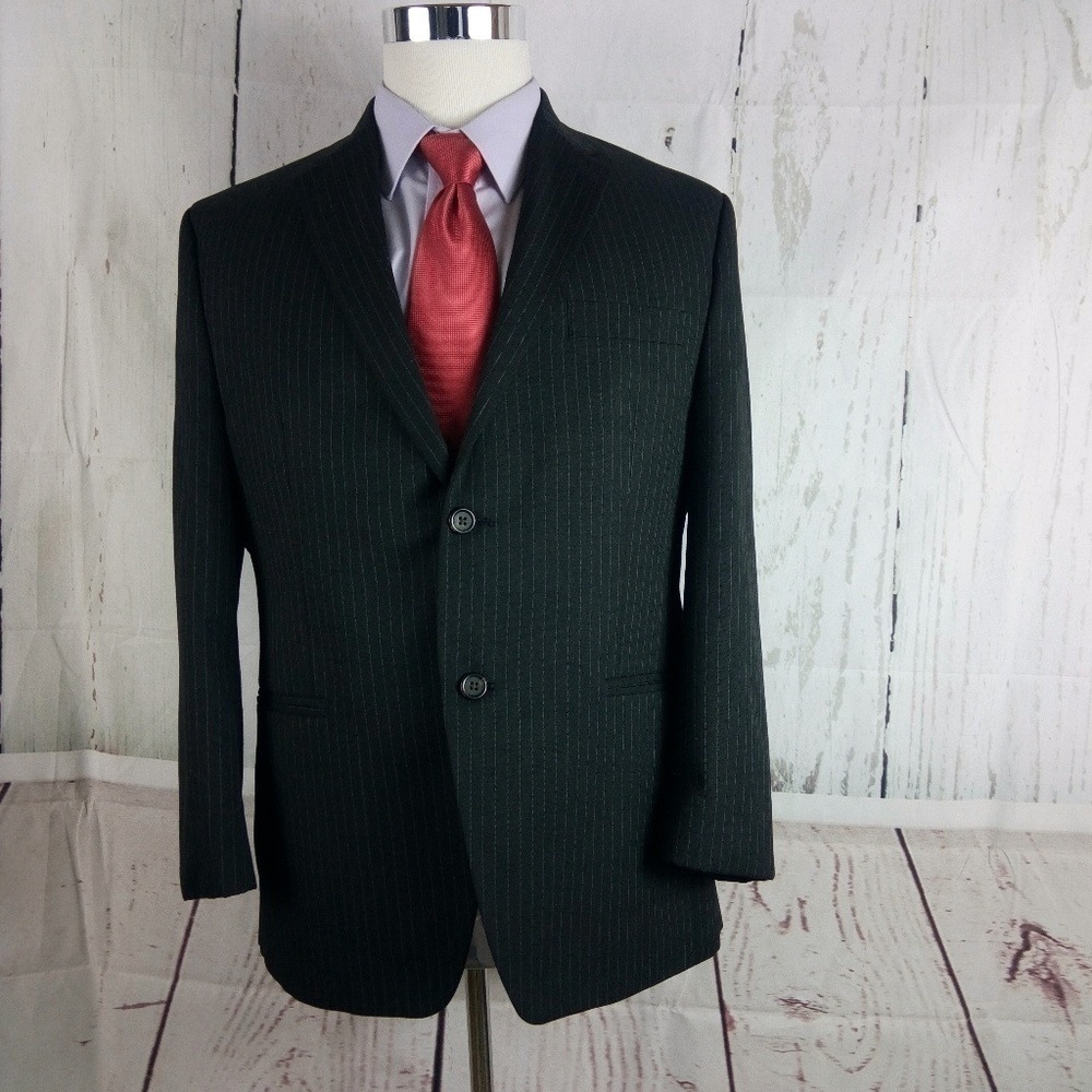 Chaps Slim Fit 42S Black Striped Suit Blazer